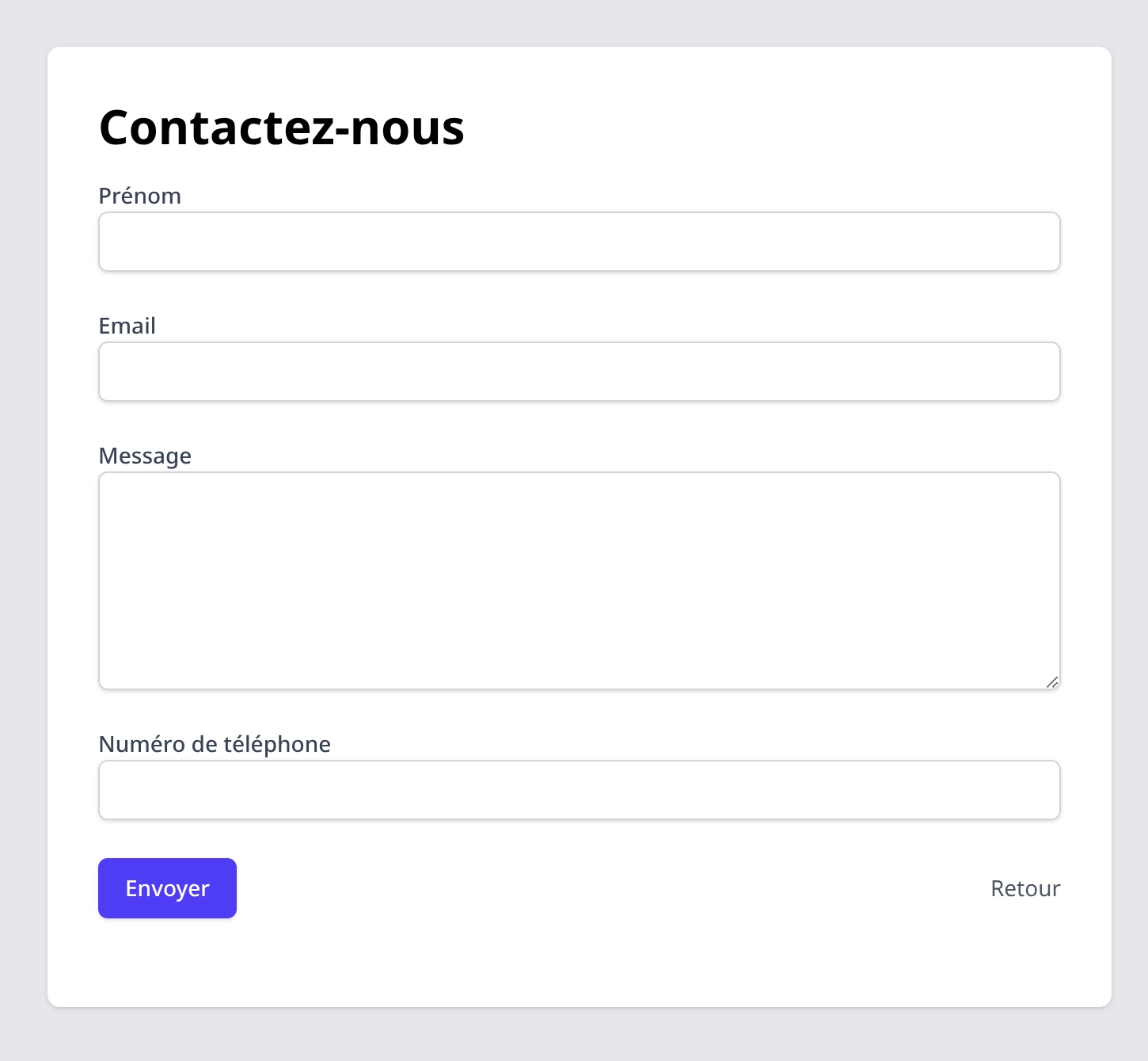 Formulaire de contact