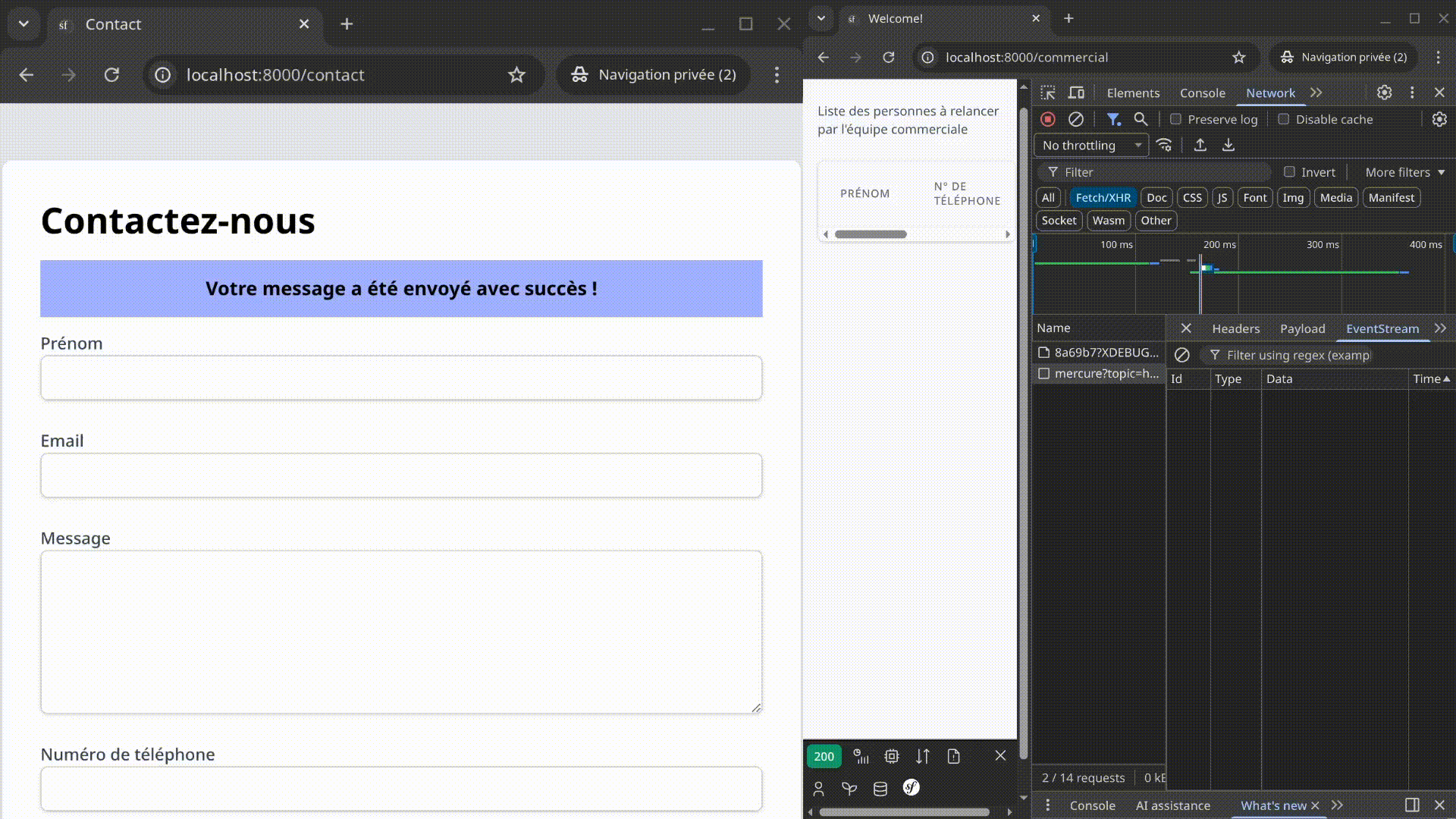 On remplit le formulaire