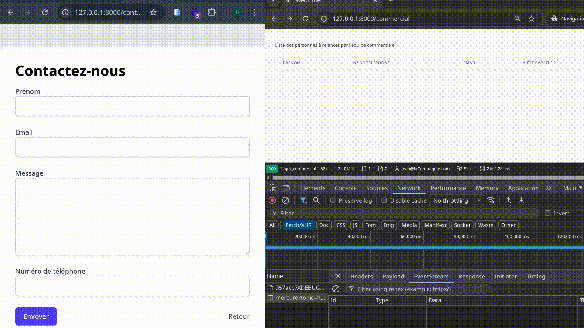Remplissage du formulaire