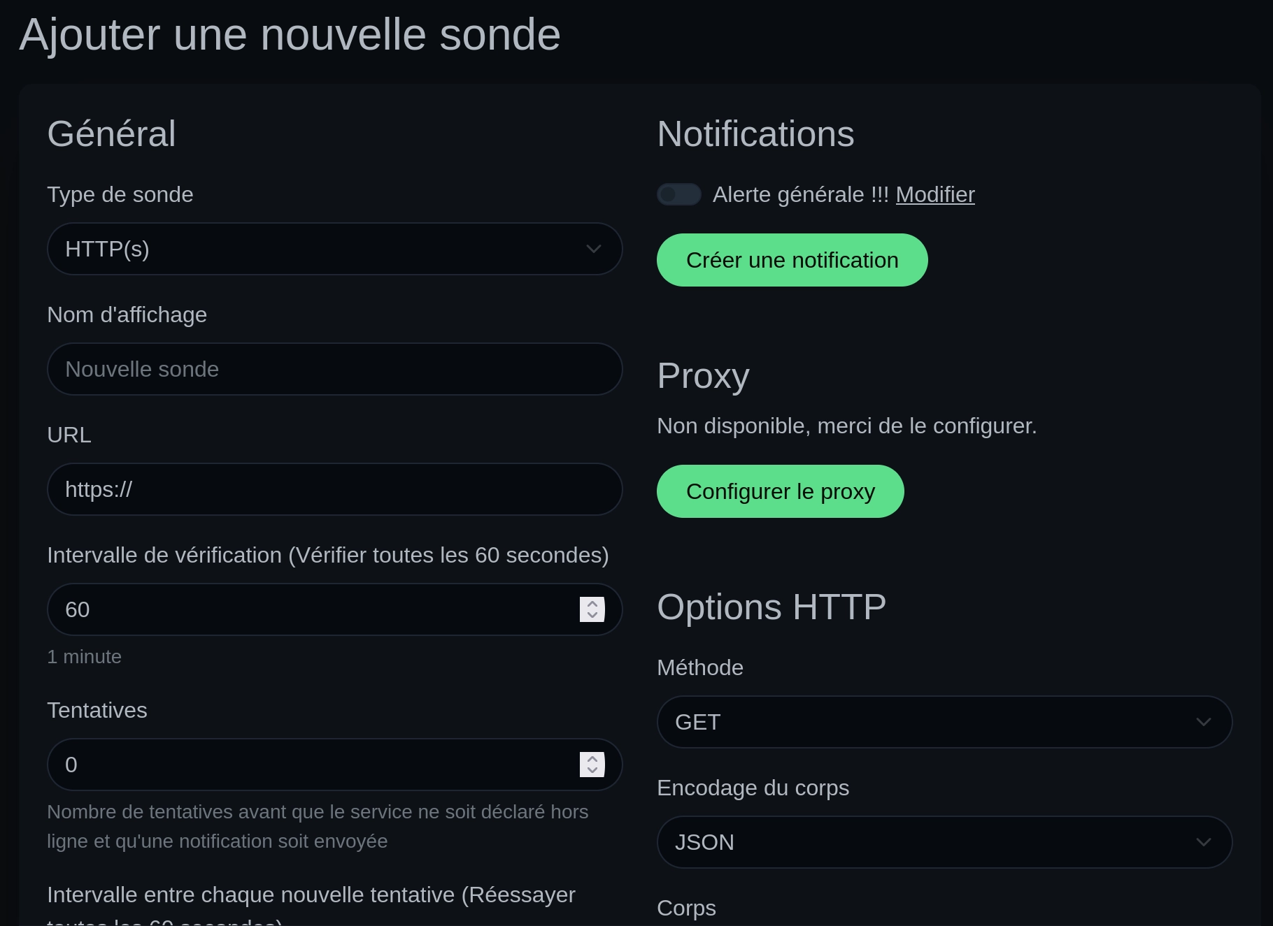 Ajout d'une nouvelle sonde