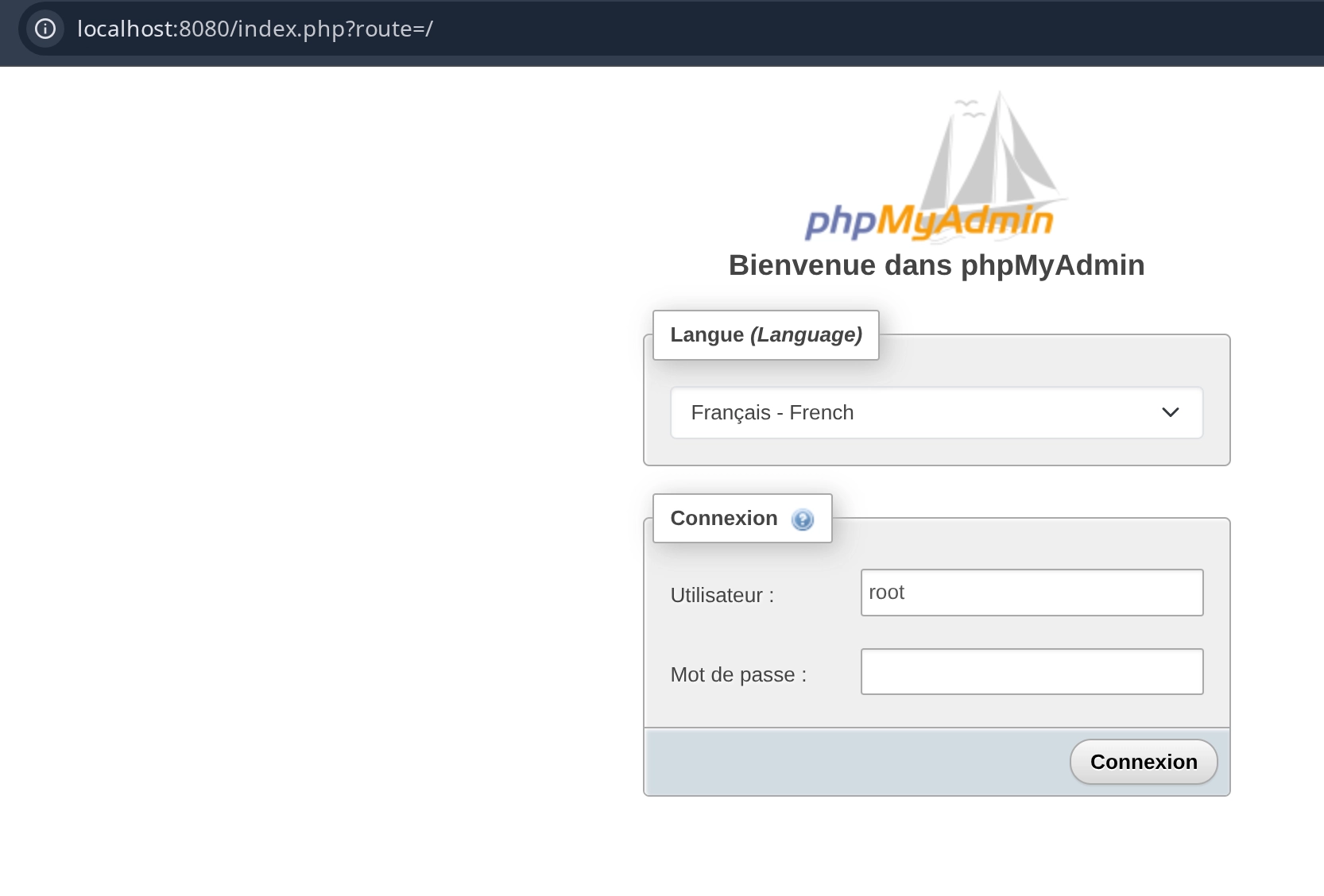 PHPMyAdmin login