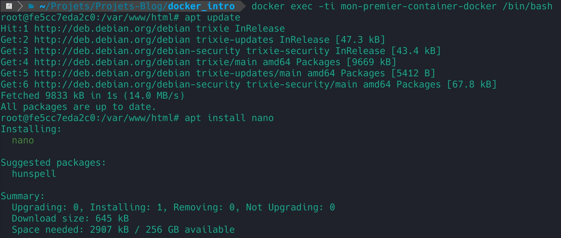 On est dans notre container