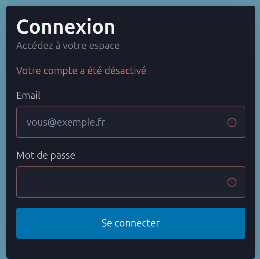 Compte désactivé