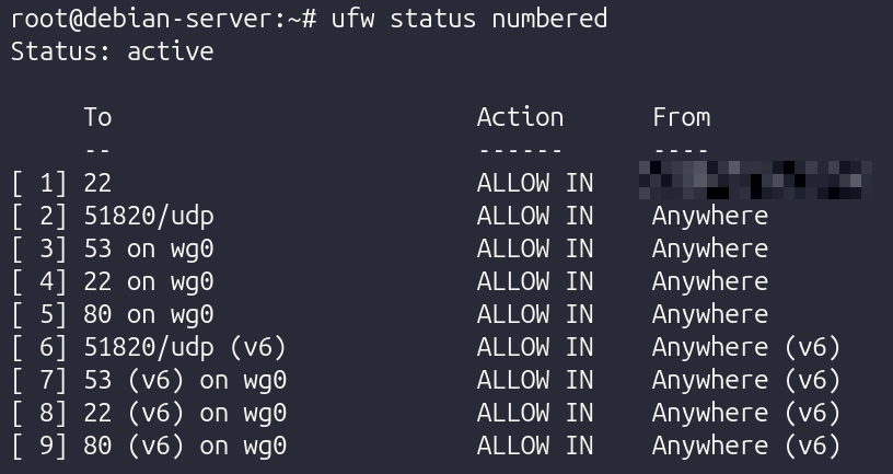 Ufw en fin de config