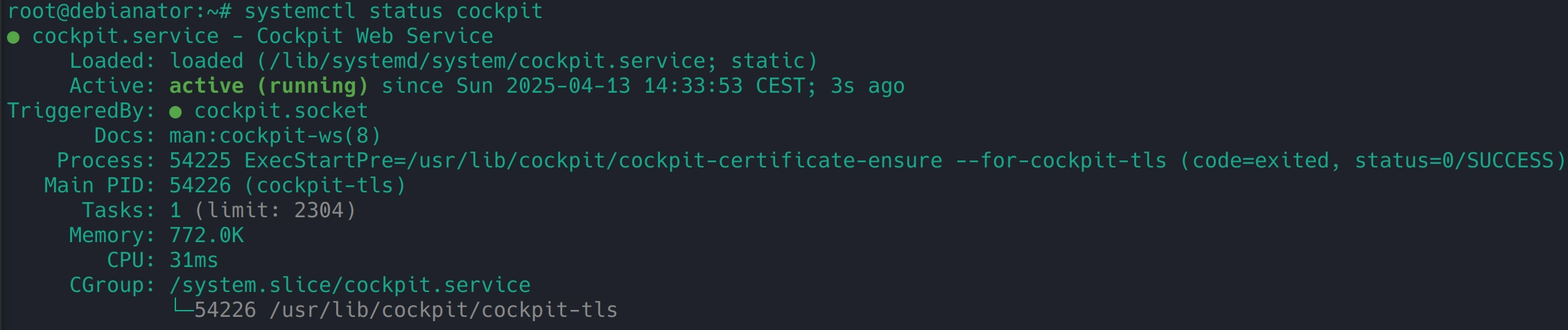 systemctl status cockpit